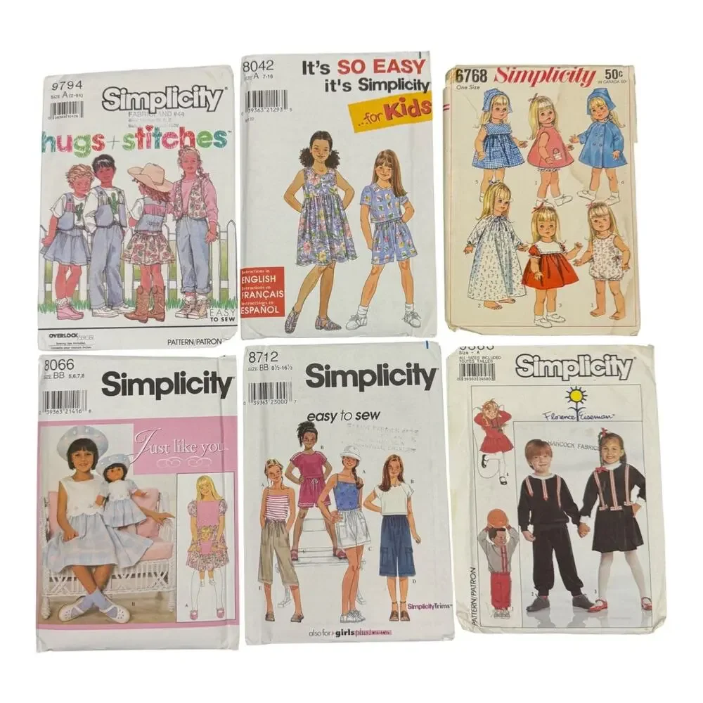 Lot of 6 Simplicity Costume Sewing Patterns Set Vintage Collection